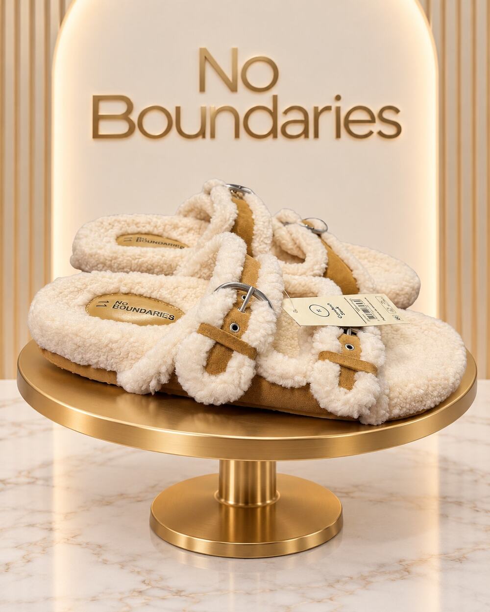 No Boundaries Cozy Buckle Slide Sandals Sand Women’s Size 11 NWT